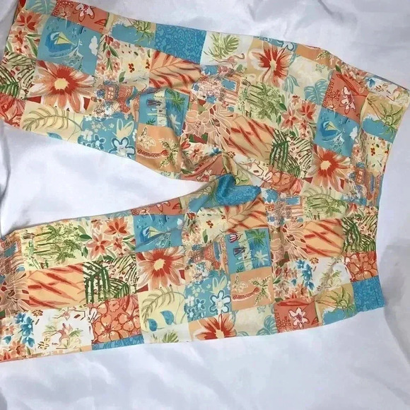 Harris Wallace New York Women's Size 14 Patchwork Capri Pants Summer Ankle Pants - Picture 3 of 10